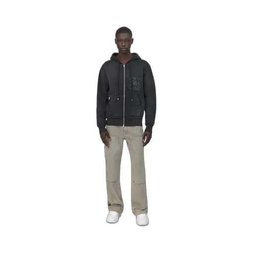Ma Quad Crystal Zip Hoodie - Black