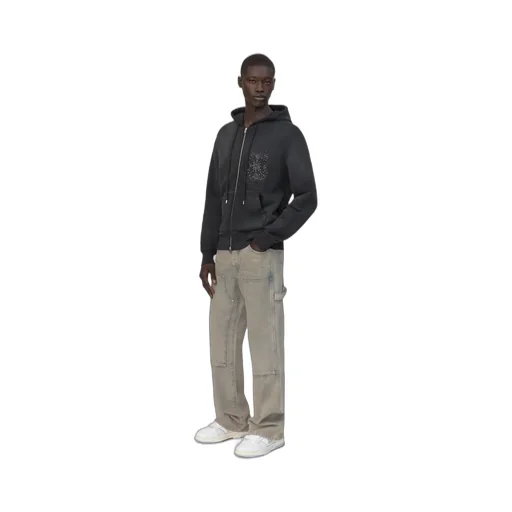 Ma Quad Crystal Zip Hoodie - Black