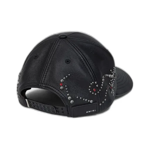 Ma Stud Leather Hat - Black