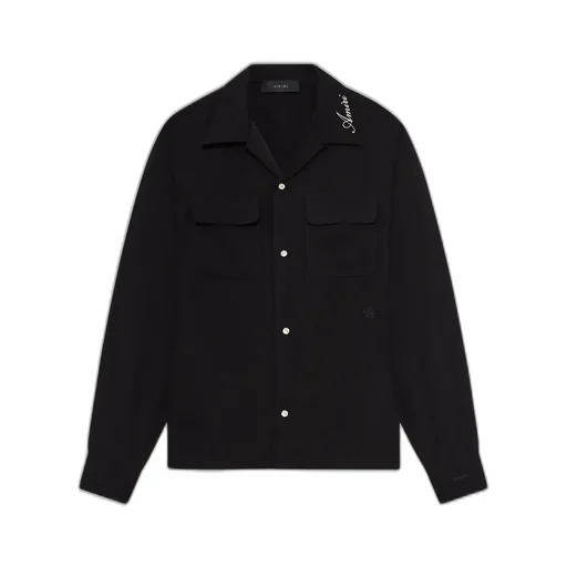 Round Pocket Dress Shirt - Black
