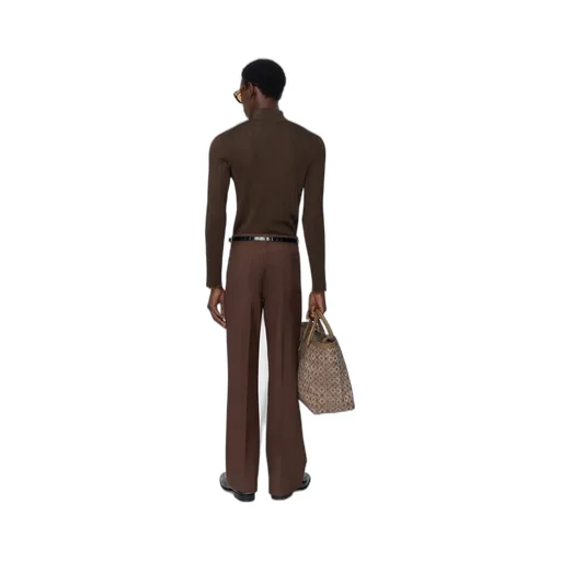 Script Mock Neck Sweater - Dark Brown