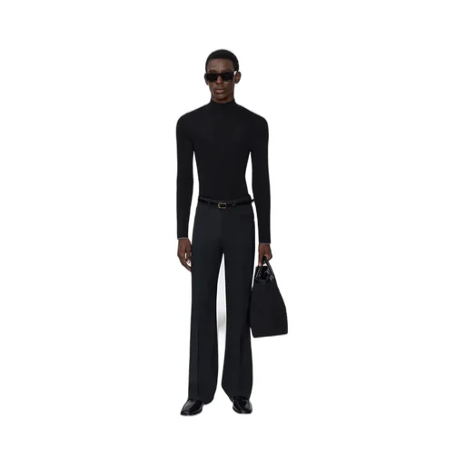 Script Mock Neck Sweater - Black