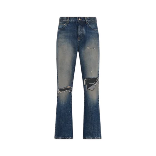 Slashed Boot Cut Jean - Denim Lapis