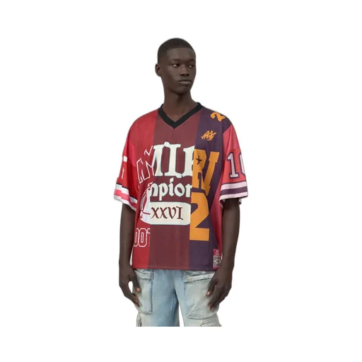 Spliced Oversized Mesh Tee - Red