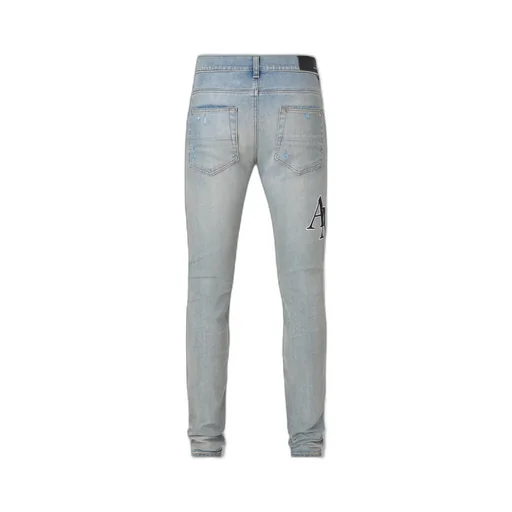 Staggered Embroidered Logo Jean - Antique Indigo