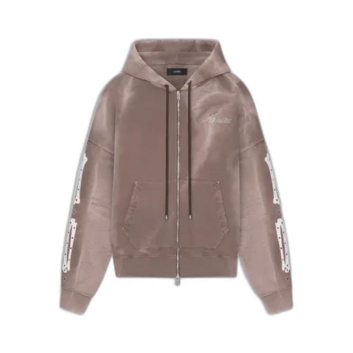 Women - Bones Studded Zip Hoodie - Dark Brown