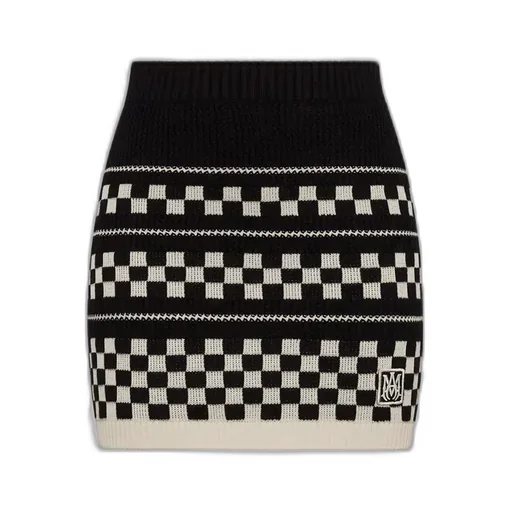 Women - Checkered Mesh Skirt - Black