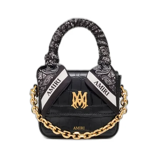 Women - Croc Emossed Nano Ma Bag - Black