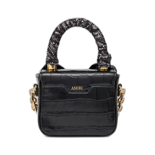 Women - Croc Emossed Nano Ma Bag - Black