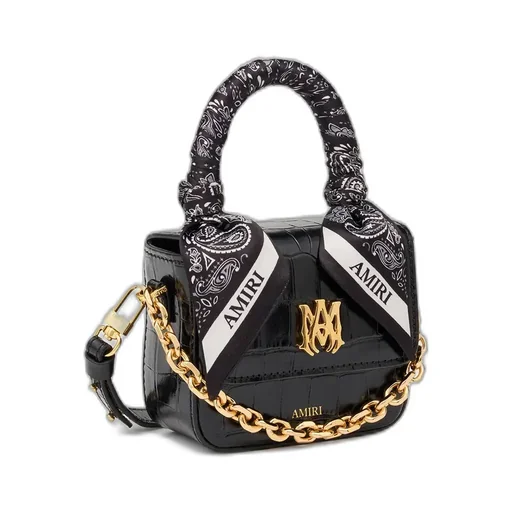 Women - Croc Emossed Nano Ma Bag - Black