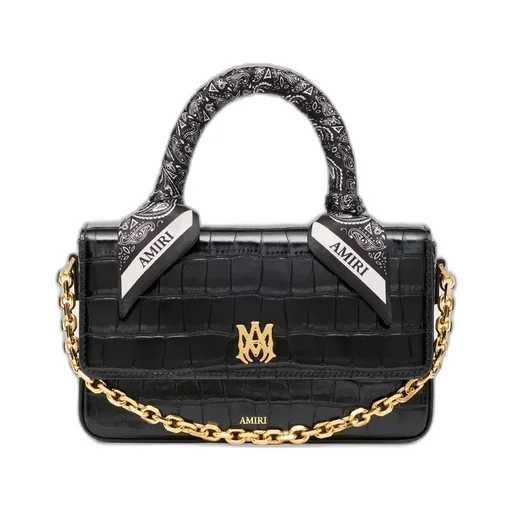 Women - Croc Embossed Long Ma Bag - Black