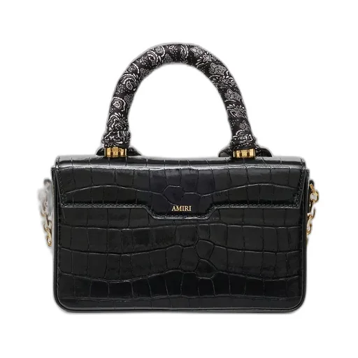 Women - Croc Embossed Long Ma Bag - Black