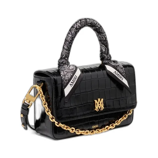 Women - Croc Embossed Long Ma Bag - Black