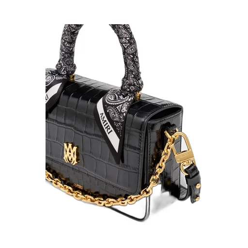 Women - Croc Embossed Long Ma Bag - Black