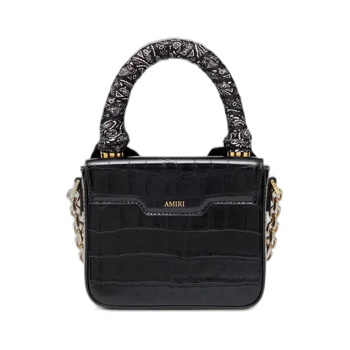 Women - Croc Embossed Micro Ma Bag - Black