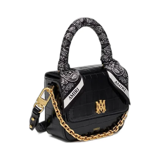 Women - Croc Embossed Micro Ma Bag - Black