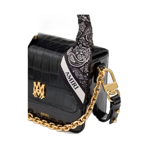 Women - Croc Embossed Micro Ma Bag - Black
