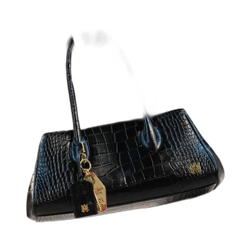 Women - Embossed Croc Honey 40 Shoulder - Black