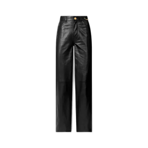 Women - Leather Straight Pant - Black