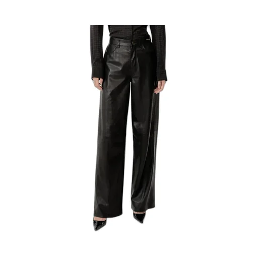 Women - Leather Straight Pant - Black