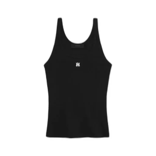 Women - Ma Embroidered Ribbed Tank - Black