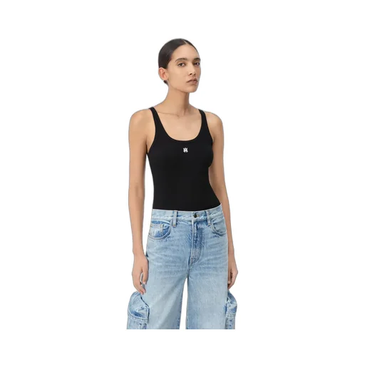 Women - Ma Embroidered Ribbed Tank - Black