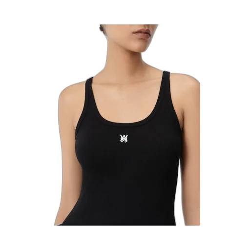 Women - Ma Embroidered Ribbed Tank - Black