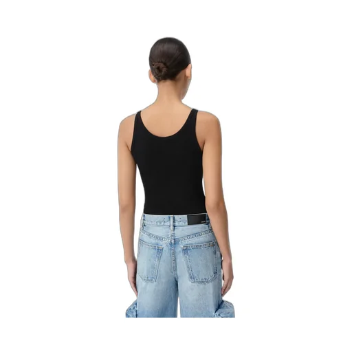 Women - Ma Embroidered Ribbed Tank - Black