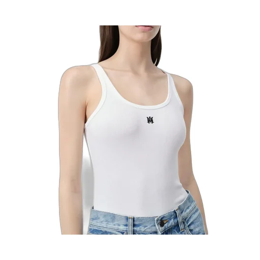 Women - Ma Embroidered Ribbed Tank - White