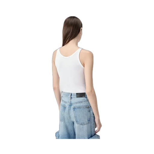 Women - Ma Embroidered Ribbed Tank - White