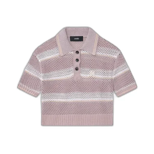 Women - Ma Stripe Crochet Polo - Dusk