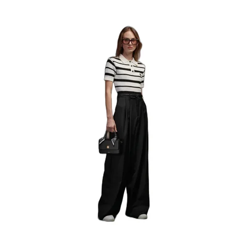 Women - Ma Striped Polo - Black Alabaster