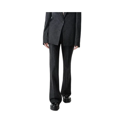 Women - Sequin Pinstripe Kick Flare - Dark Grey