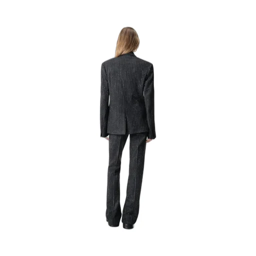 Women - Sequin Pinstripe Kick Flare - Dark Grey