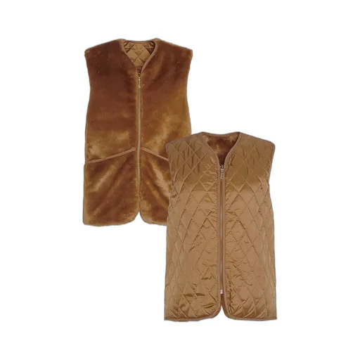 Quilting Fur Reversible Liner Vest