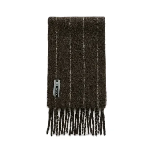 Estate Scarf - Brown Pinstripe Fuzzy Alpaca