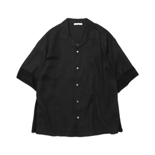 Linen Mesh Open Collar Shirt