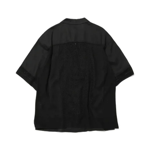 Linen Mesh Open Collar Shirt