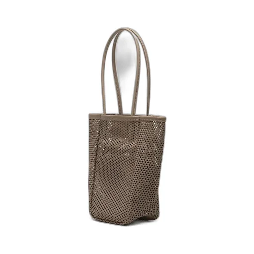 Washed Leather Mesh Tote