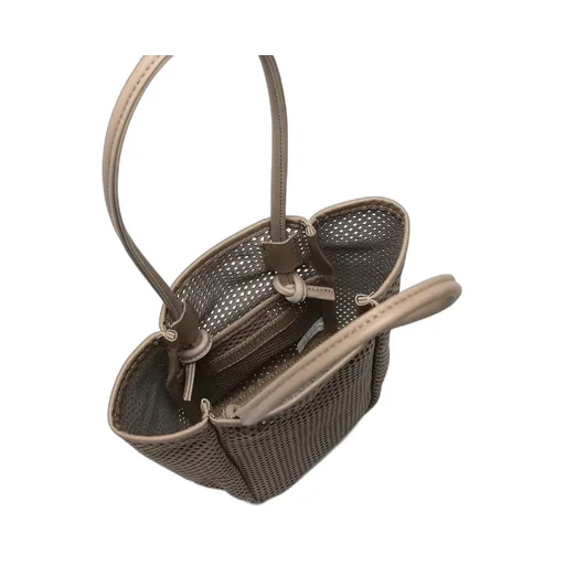 Washed Leather Mesh Tote