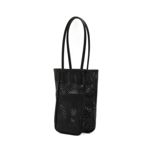 Washed Leather Mesh Tote