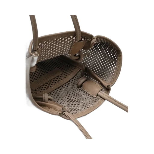 Washed Leather Mesh Tote