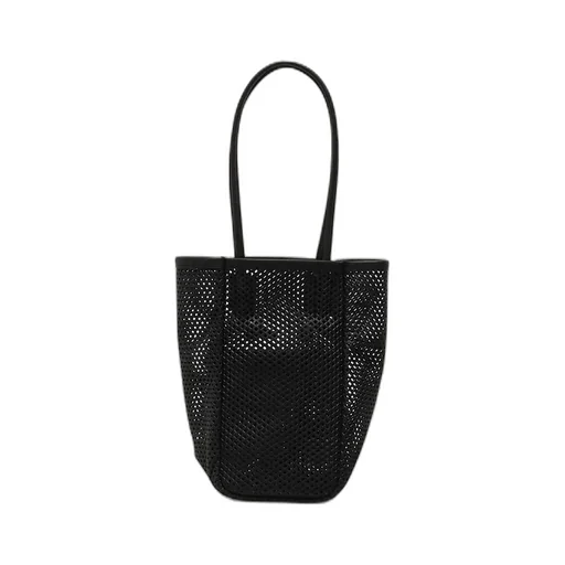 Washed Leather Mesh Tote