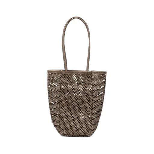 Washed Leather Mesh Tote