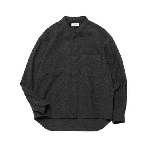 Cksh-025 Zip Collarless Shirts - Wool/Silk/Cashmere