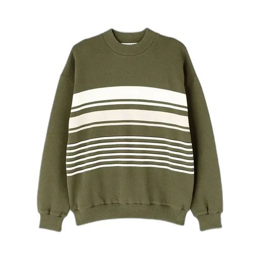 Crew Neck Stripe Knit Sweater -Cool Touch Organic Cotton-