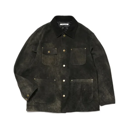 Leather Michigan Chore Coat - Goat Suede Antique Finish
