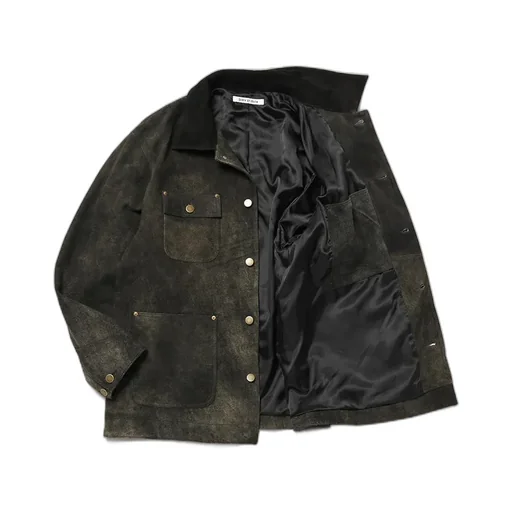 Leather Michigan Chore Coat - Goat Suede Antique Finish