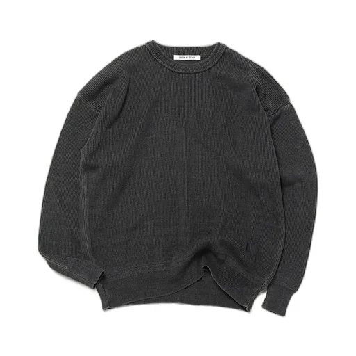 Crew Neck Indigo Knit Sweater - Wash