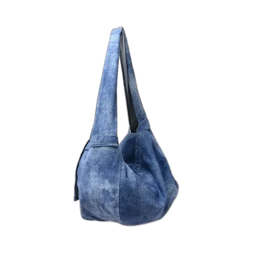 Leather Shoulder Bag - Goat Suede Antique Finish -